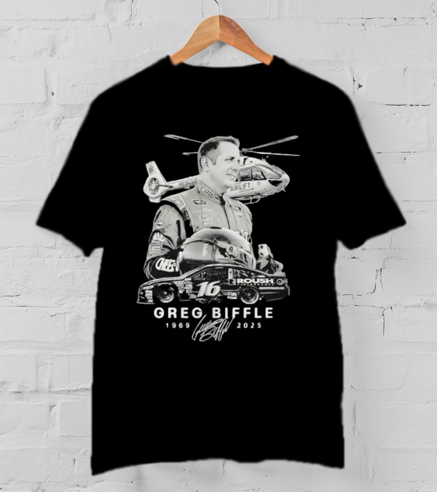 Greg Biffle NASCAR Legend 1969 2026 Memorial Helicopter Pilot Rescue Airlift 16 Roush Fenway Tribute T-Shirt
