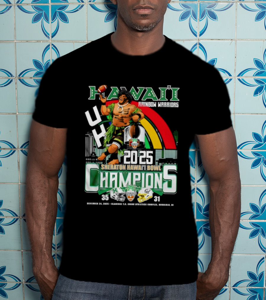 Hawaii Rainbow Warriors 2025 Sheraton Hawai’i Bowl Champions Football Ichts T-Shirt