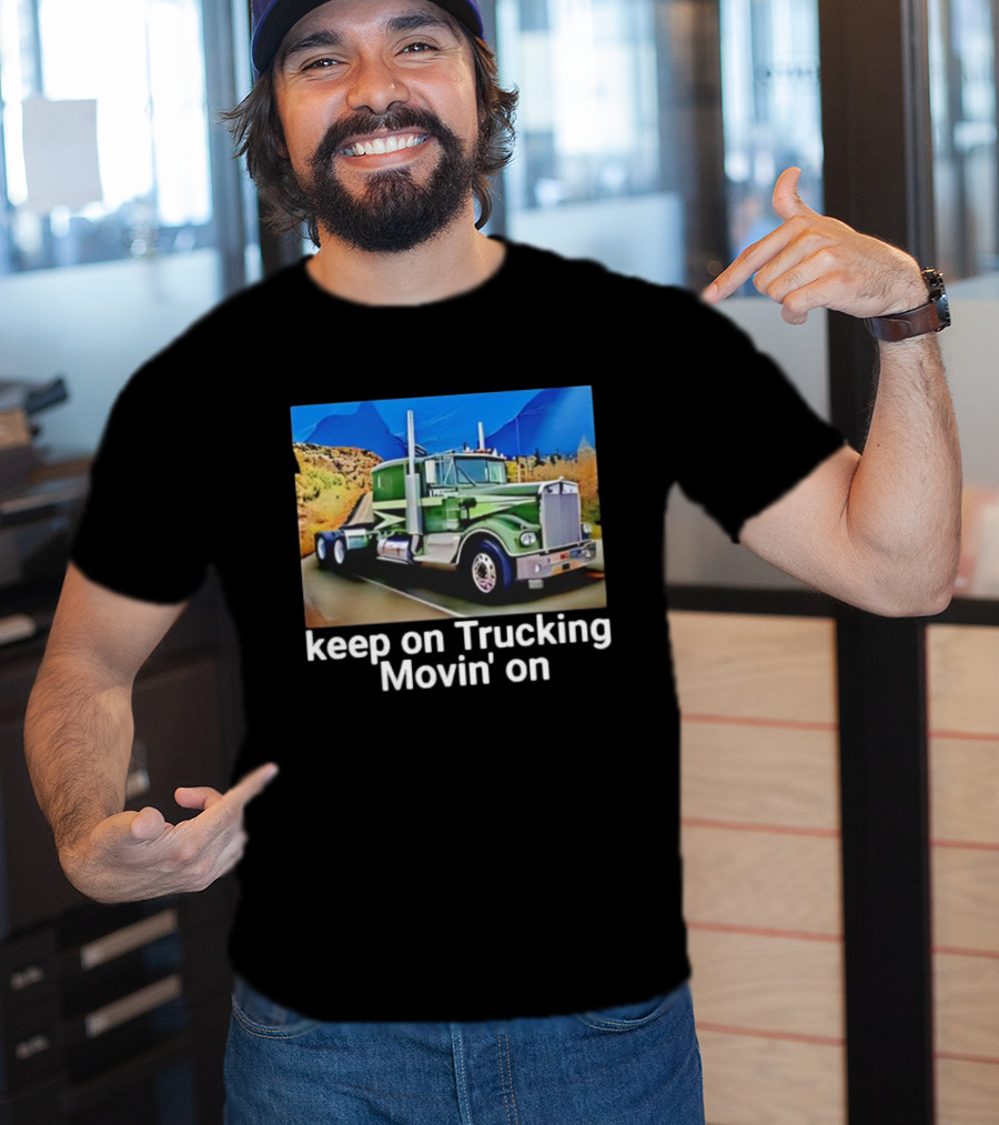 Keep On Trucking Movin' On Vintage Green Truck Scenic Road T-Shirt