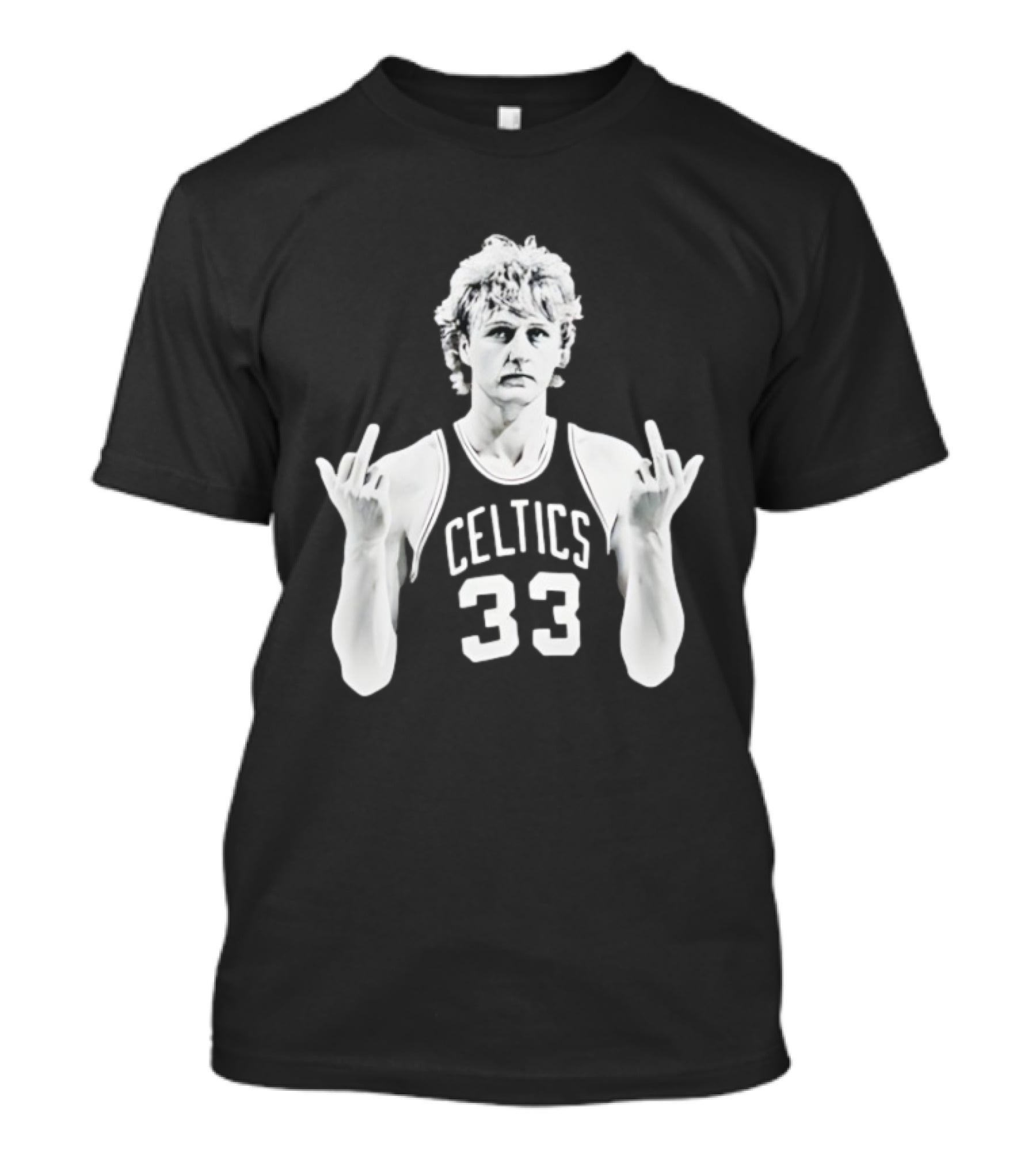 Larry Bird Celtics 33 Middle Finger Retro 90s Basketball Icon T-Shirt
