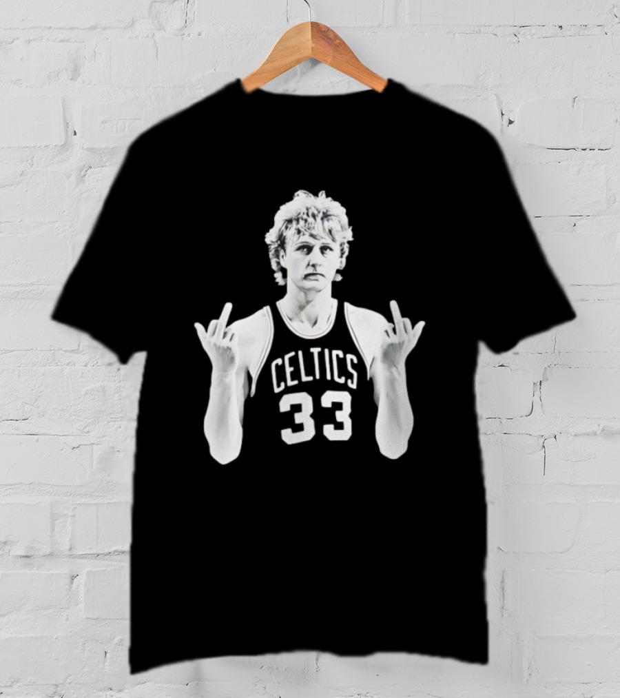 Larry Bird Celtics 33 Middle Finger Retro 90s Basketball Icon T-Shirt