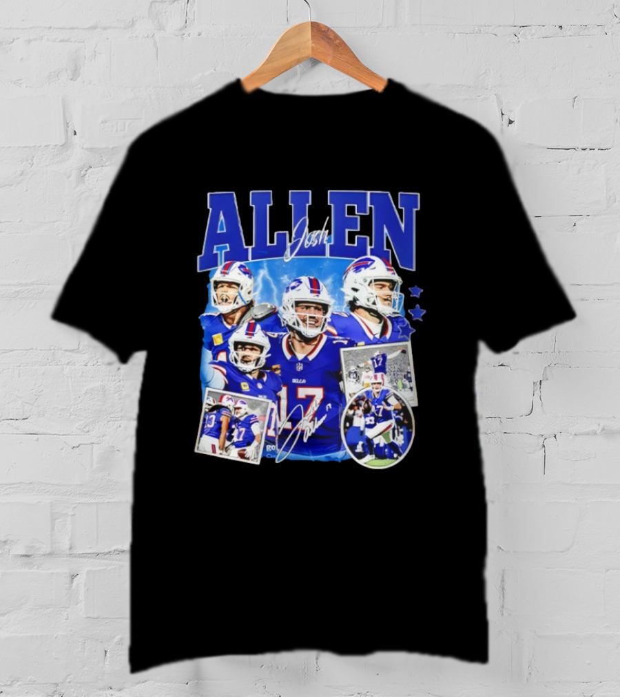 Josh Allen Buffalo Bills NFL Quarterback Signature Collage T-Shirt