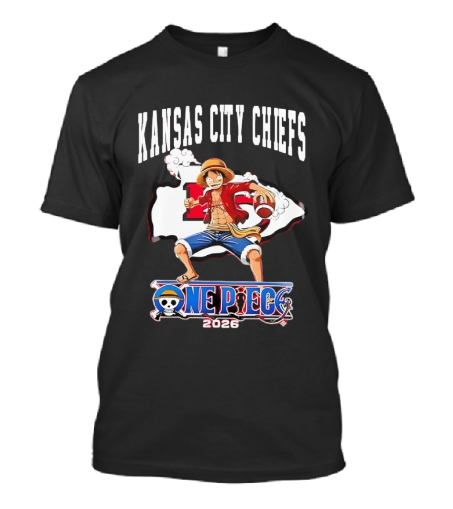Kansas City Chiefs One Piece Luffy Football Crossover 2026 T-Shirt