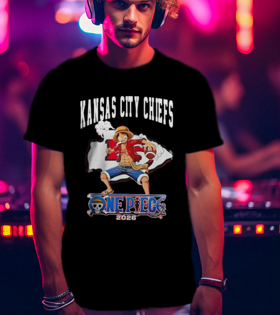 Kansas City Chiefs One Piece Luffy Football Crossover 2026 T-Shirt