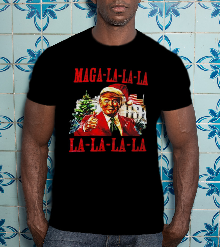 MAGA La La La Donald Trump Christmas Santa Hat Thumbs Up T-Shirt