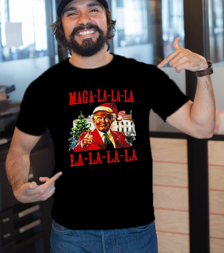 MAGA La La La Donald Trump Christmas Santa Hat Thumbs Up T-Shirt