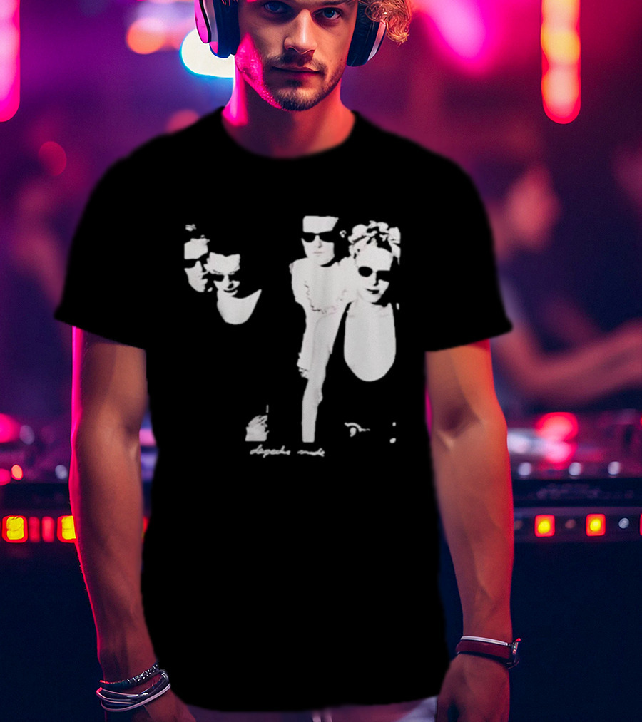 Public Laundry Depeche Mode Classic Band Members Black And White Sunglasses Style T-Shirt
