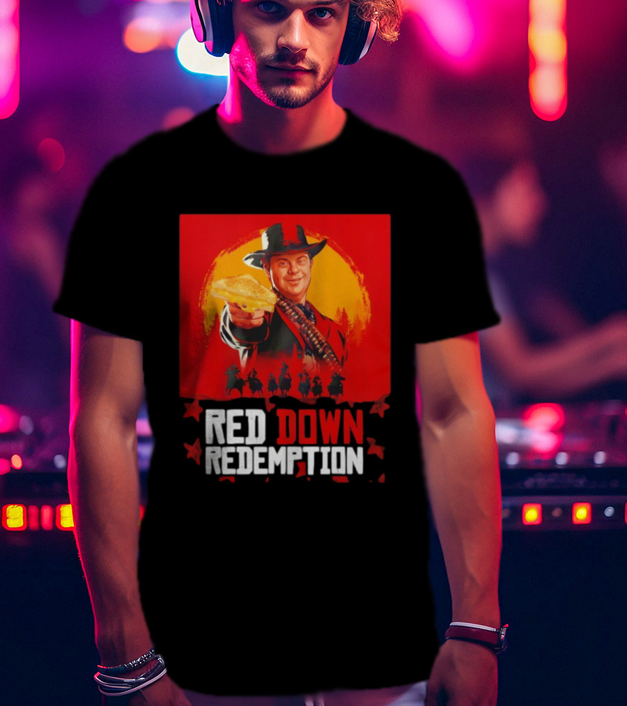 Red Down Redemption Cowboy Parody Toast Fun Graphic T-Shirt