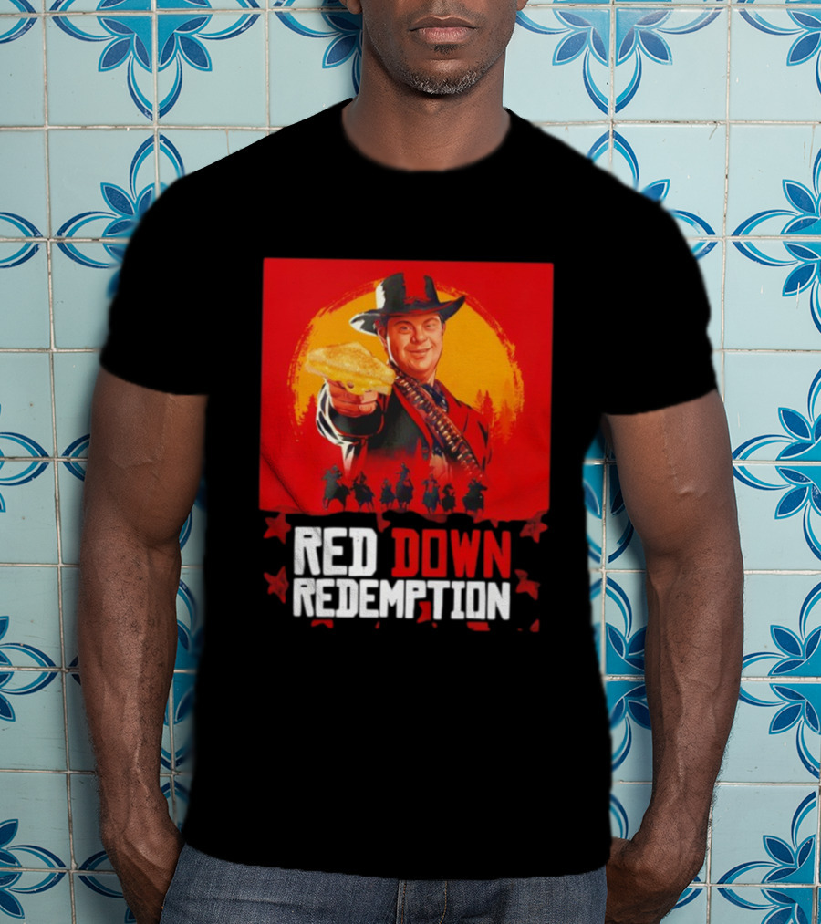 Red Down Redemption Cowboy Parody Toast Fun Graphic T-Shirt