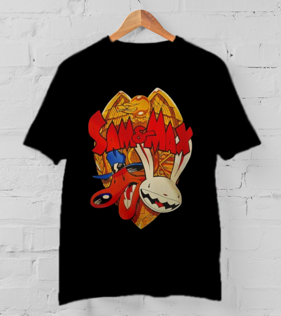 Sam & Max Freelance Police Badge Symbol With Cartoon Characters T-Shirt