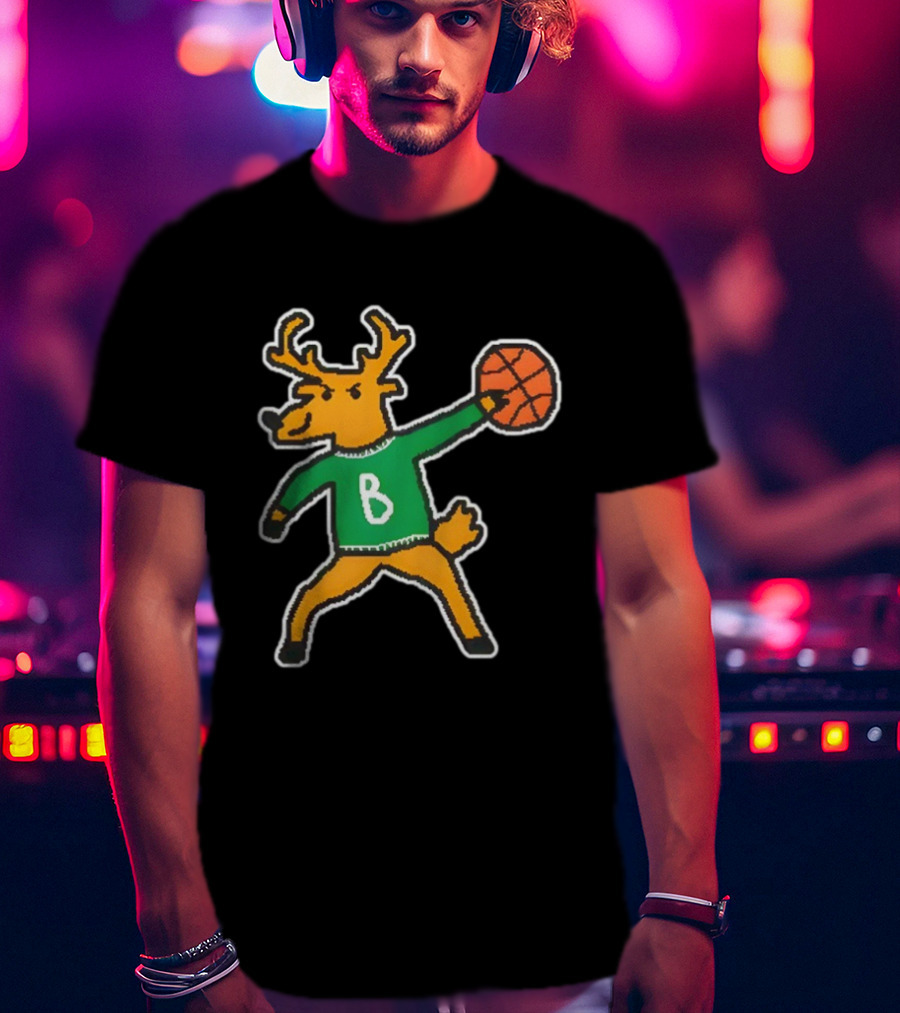 Milwaukee Bucks Vintage Mascot Deer With Basketball B Jersey T-Shirt