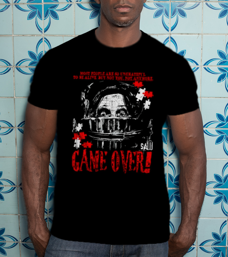 Saw Game Over Keep Calm And Survive Head Trap Horror Movie T-Shirt
