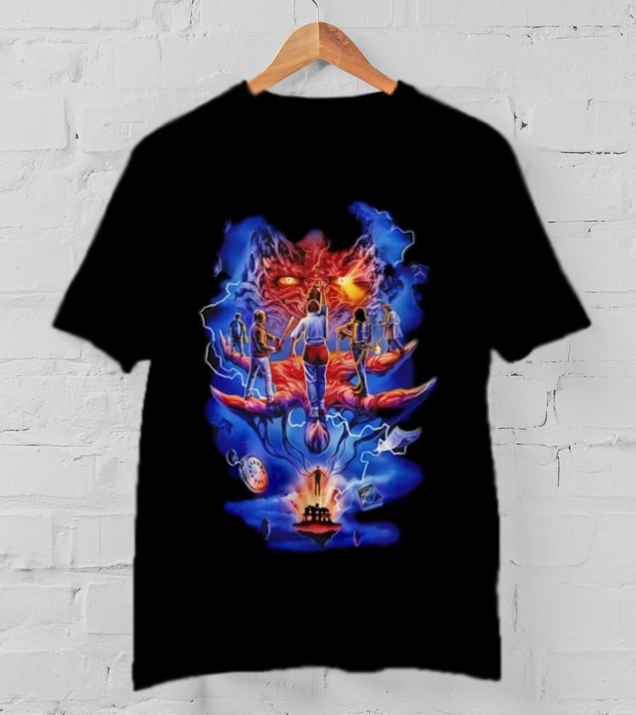 Stranger Things Fright Rags Upside Down Warriors Dramatic Art Adventure T-Shirt
