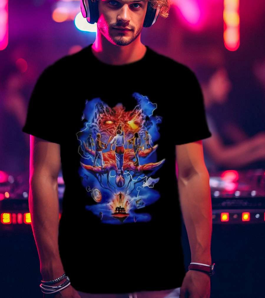 Stranger Things Fright Rags Upside Down Warriors Dramatic Art Adventure T-Shirt