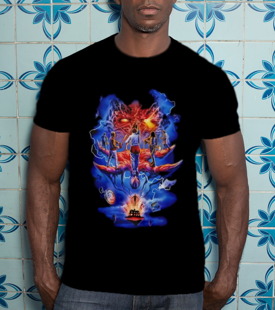 Stranger Things Fright Rags Upside Down Warriors Dramatic Art Adventure T-Shirt