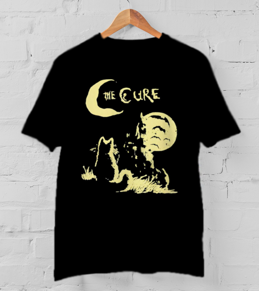 The Cure Cat Gothic Vintage Moonlit Night Scene T-Shirt