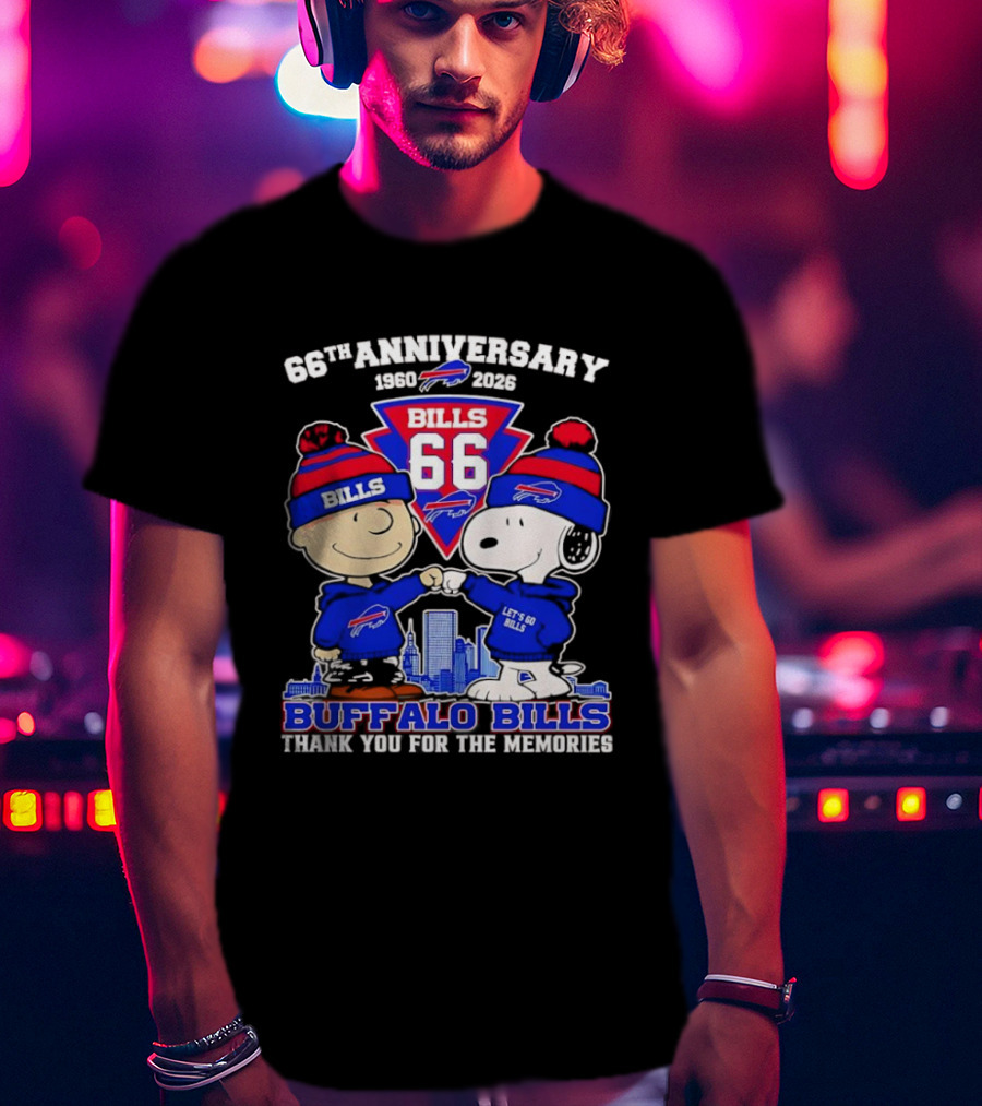 Peanuts Buffalo Bills 66th Anniversary 1950-2023 Thank You For The Memories T-Shirt