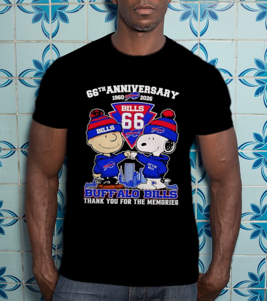 Peanuts Buffalo Bills 66th Anniversary 1950-2023 Thank You For The Memories T-Shirt