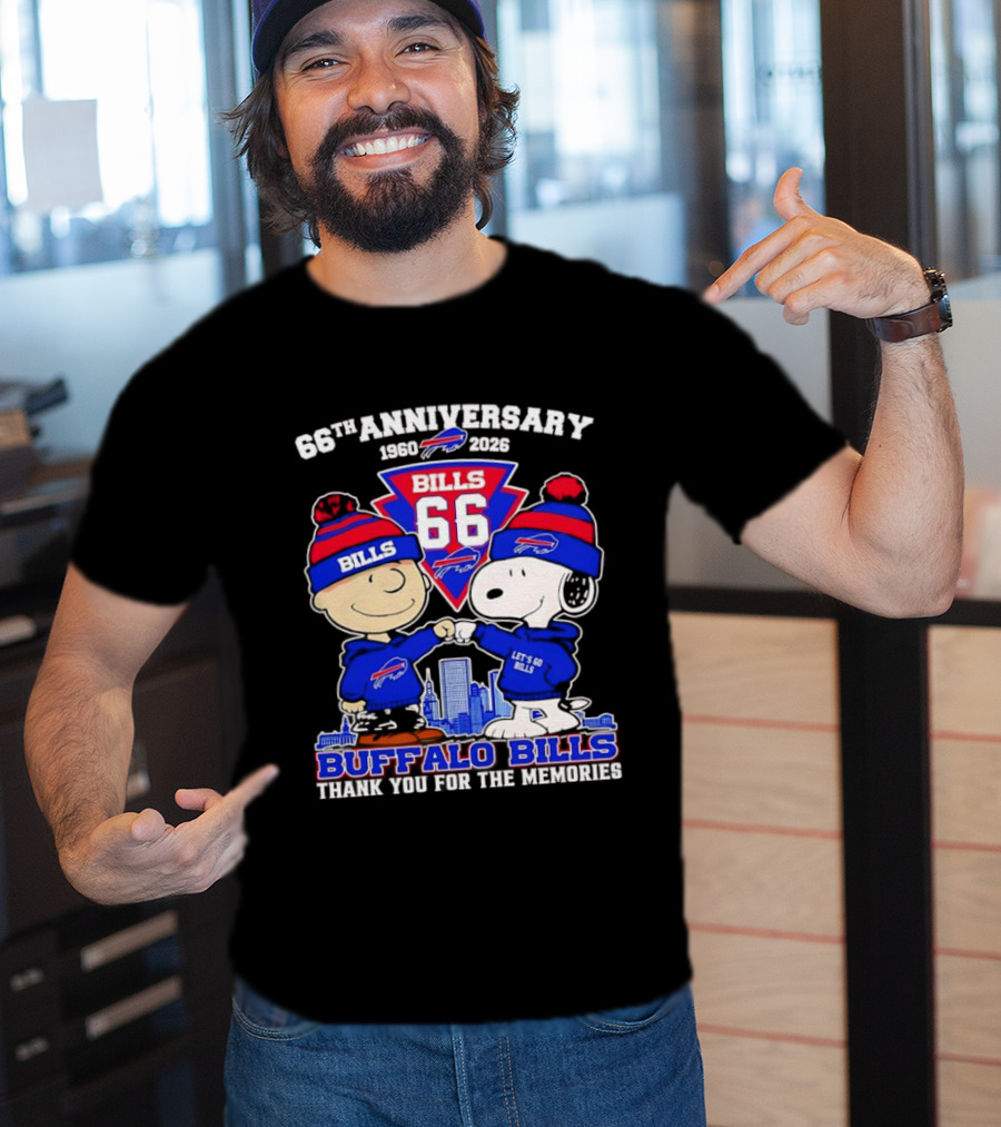 Peanuts Buffalo Bills 66th Anniversary 1950-2023 Thank You For The Memories T-Shirt