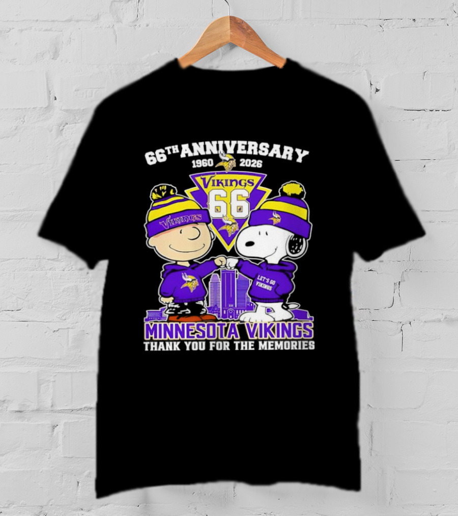 Peanuts Minnesota Vikings 66th Anniversary 1961-2023 Thank You For The Memories T-Shirt
