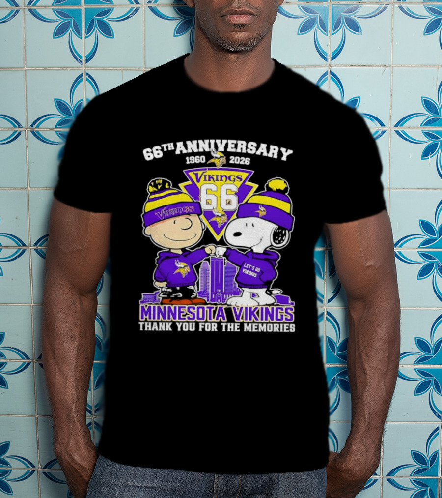 Peanuts Minnesota Vikings 66th Anniversary 1961-2023 Thank You For The Memories T-Shirt