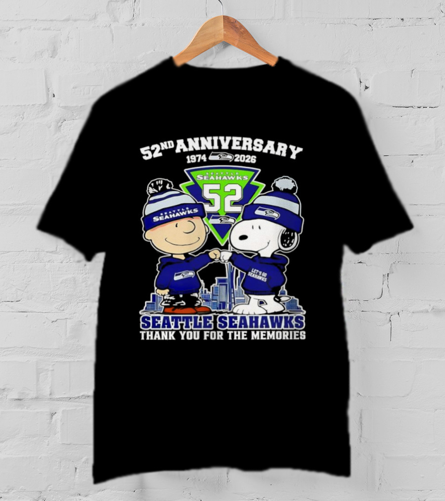 52nd Anniversary Peanuts Celebration Seattle Seahawks Thank You For The Memories T-Shirt