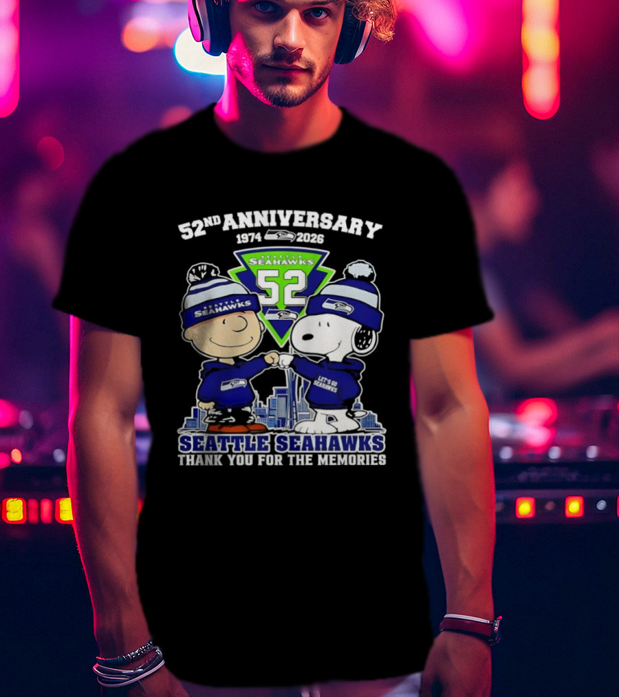 52nd Anniversary Peanuts Celebration Seattle Seahawks Thank You For The Memories T-Shirt
