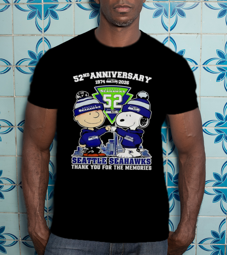 52nd Anniversary Peanuts Celebration Seattle Seahawks Thank You For The Memories T-Shirt