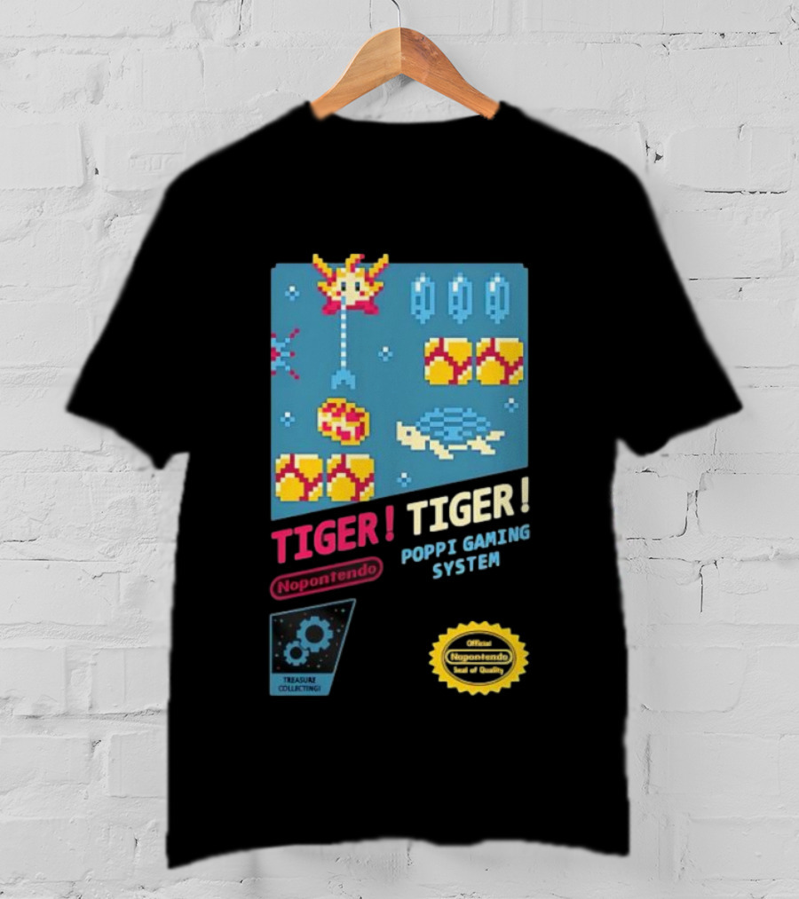TIGER TIGER Poppi Gaming System Nopontendo Treasure Collecting Pixel Art T-Shirt