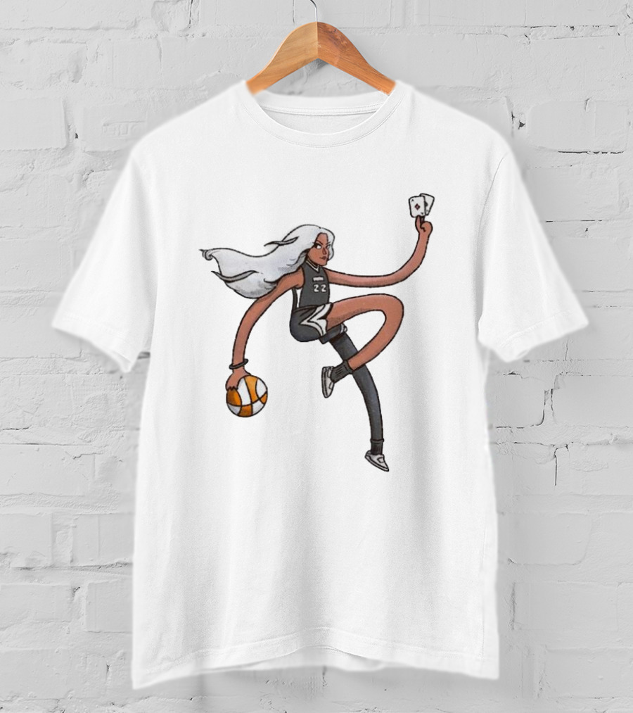 A’ja Wilson Las Vegas Aces Number 22 Holding Basketball And Ace Card T-Shirt