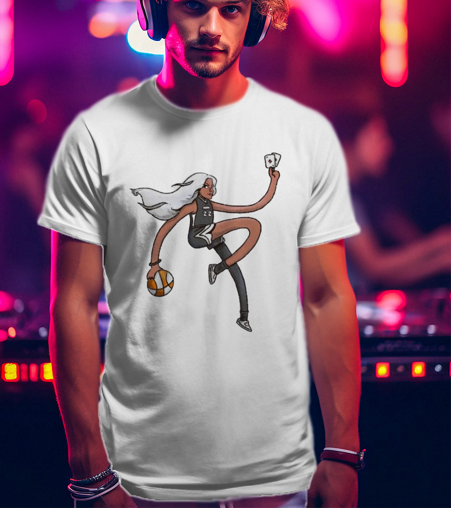 A’ja Wilson Las Vegas Aces Number 22 Holding Basketball And Ace Card T-Shirt