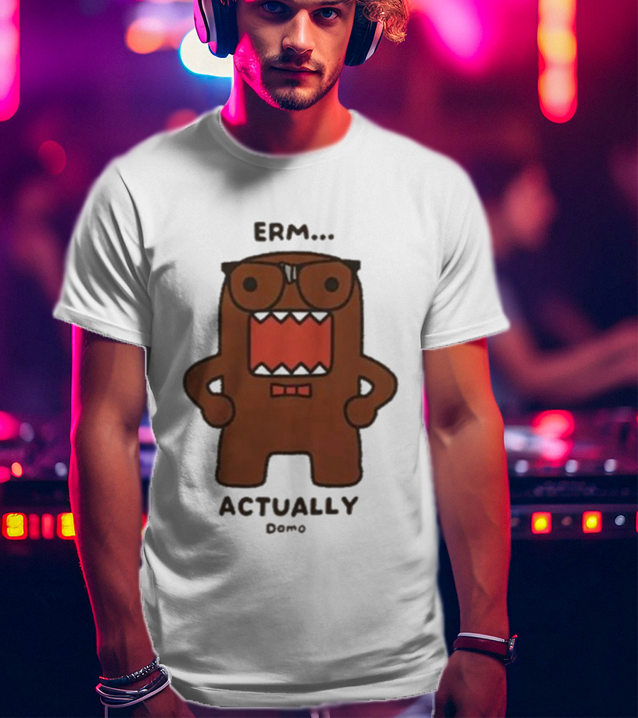Domo Erm Actually Character With Glasses And Bow Tie T-Shirt