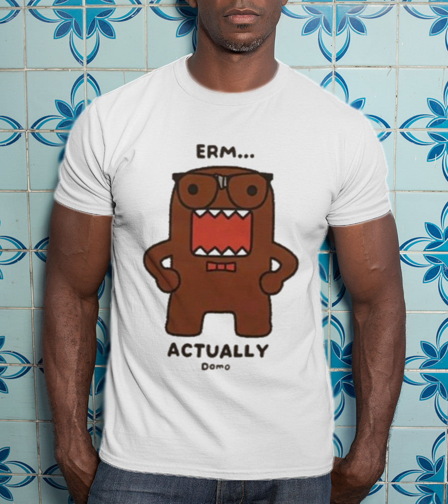 Domo Erm Actually Character With Glasses And Bow Tie T-Shirt