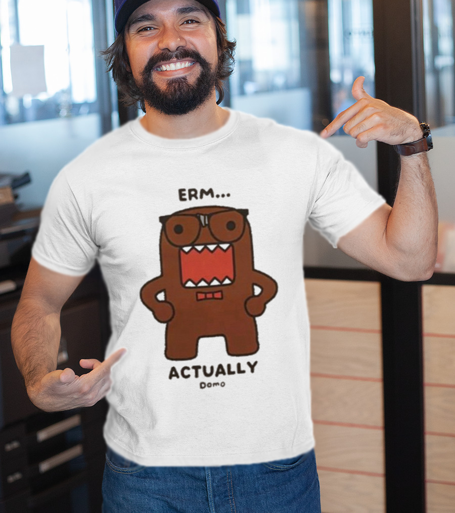 Domo Erm Actually Character With Glasses And Bow Tie T-Shirt