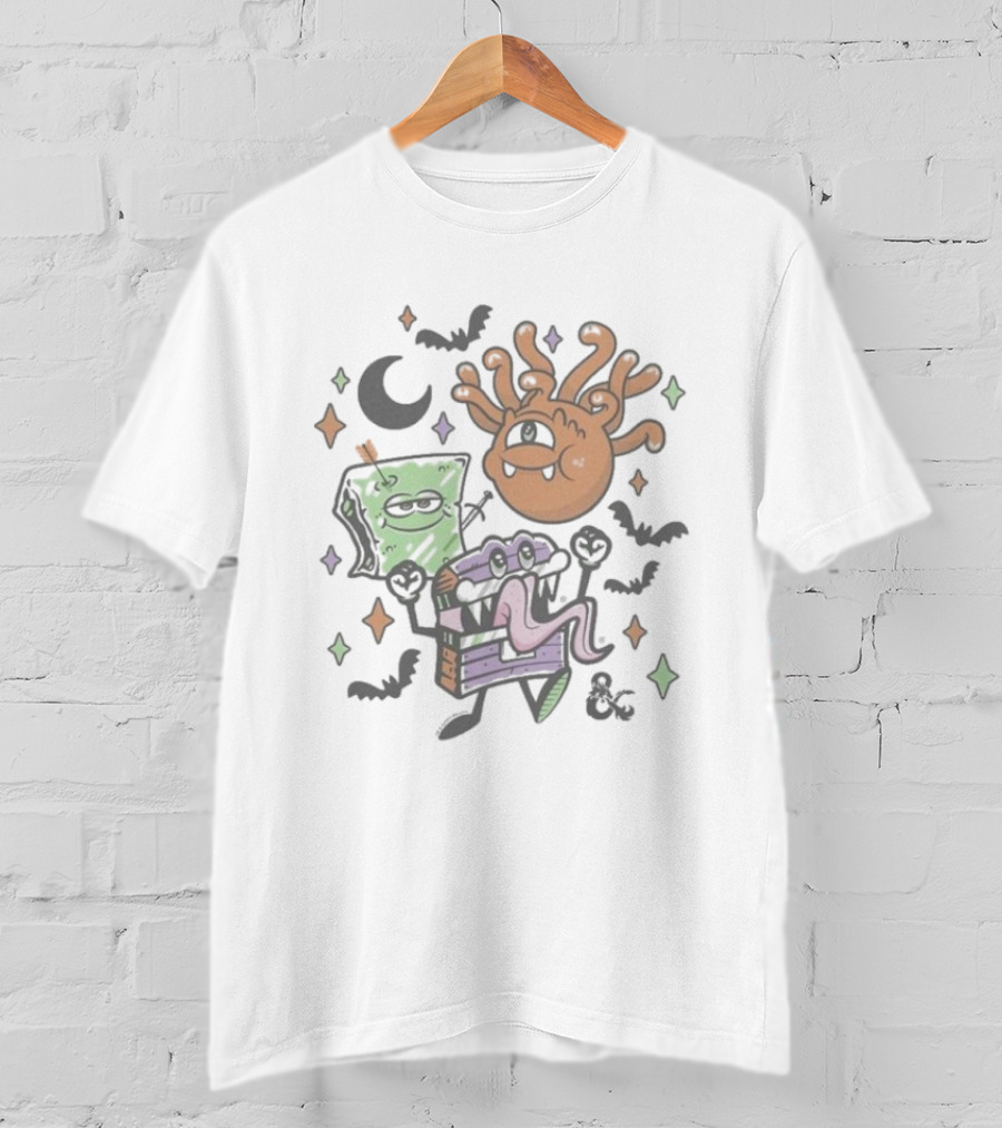 Dungeons & Dragons Halloween Monster Cuties With Beholder Mimic And Spellbook T-Shirt