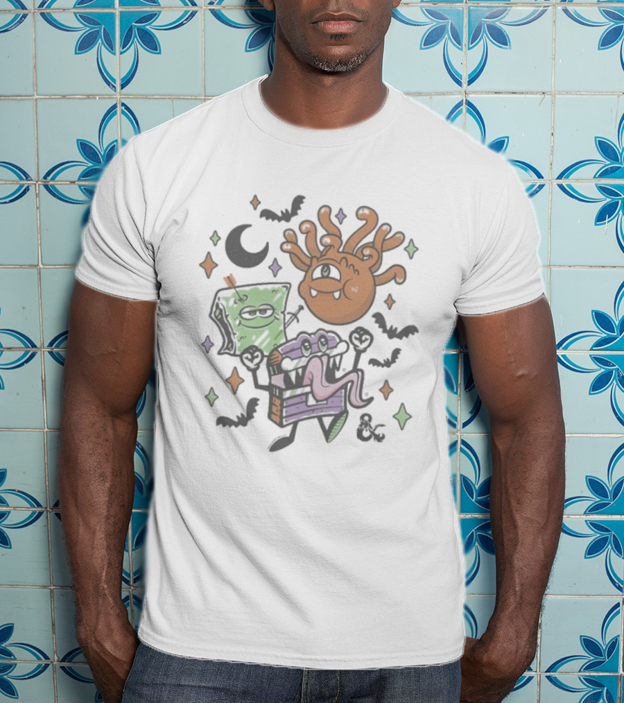 Dungeons & Dragons Halloween Monster Cuties With Beholder Mimic And Spellbook T-Shirt