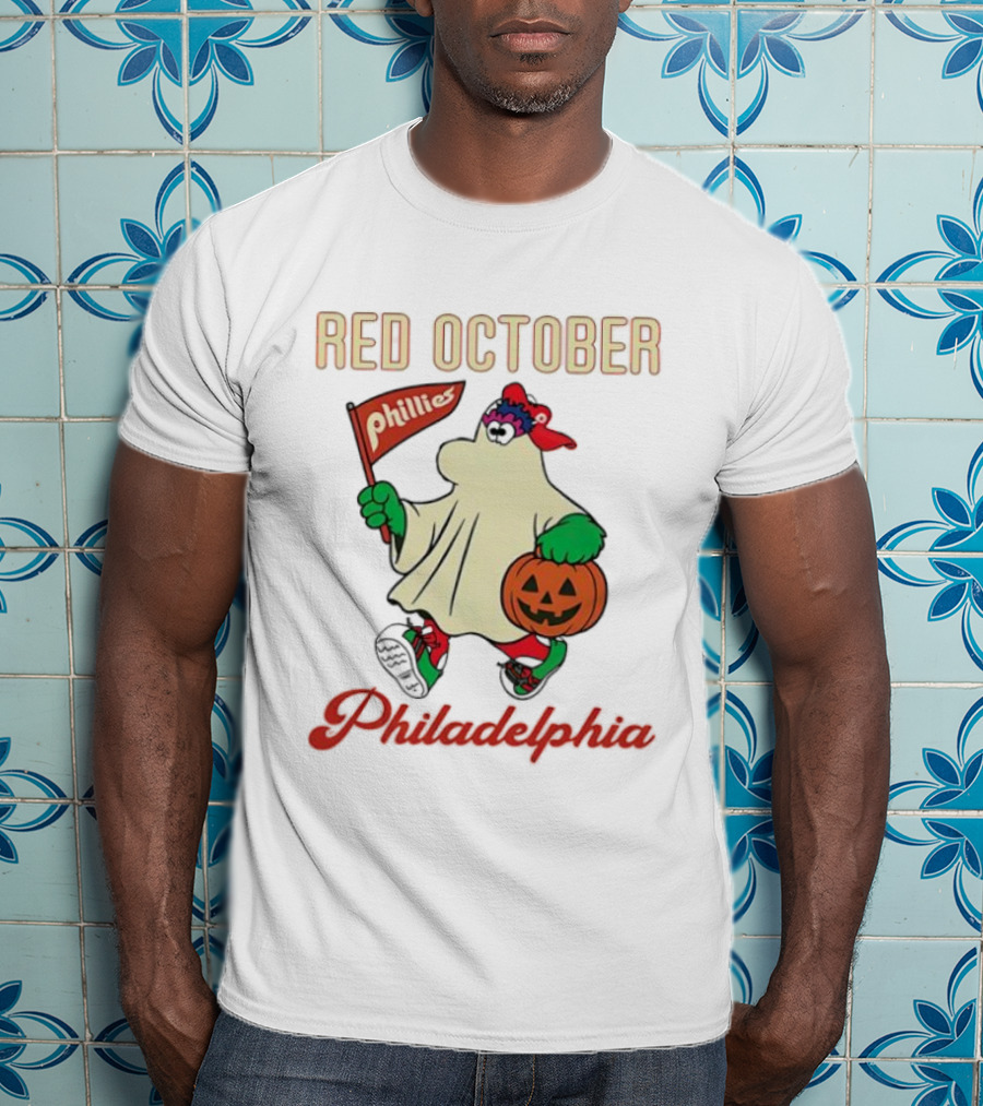 Red October Phillies Phanatic Ghost Halloween Pumpkin T-Shirt