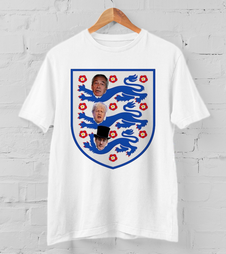 Nigel Farage Boris Johnson Jacob Rees Mogg England Three Lions Flag T-Shirt
