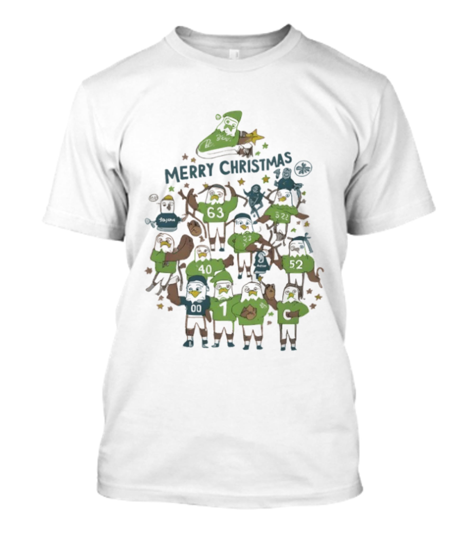 Philly Merry Christmas Tree Sports Inspired Gathering Holiday Tee T-Shirt