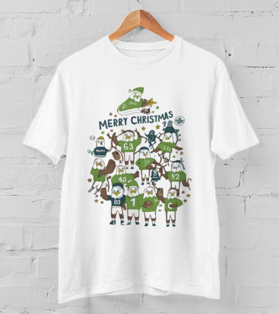 Philly Merry Christmas Tree Sports Inspired Gathering Holiday Tee T-Shirt