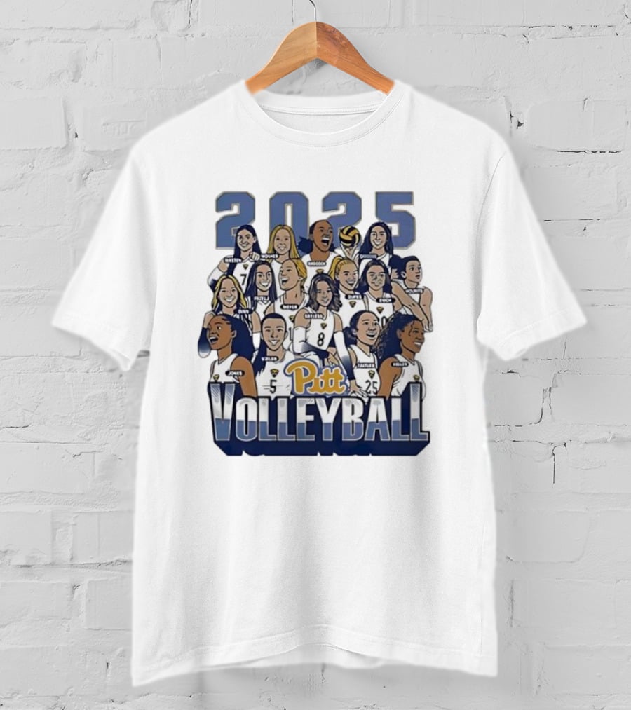 Pitt Volleyball 2025 Pittsburgh Panthers Team Caricature T-Shirt