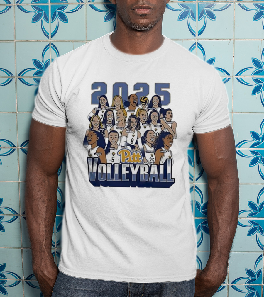 Pitt Volleyball 2025 Pittsburgh Panthers Team Caricature T-Shirt