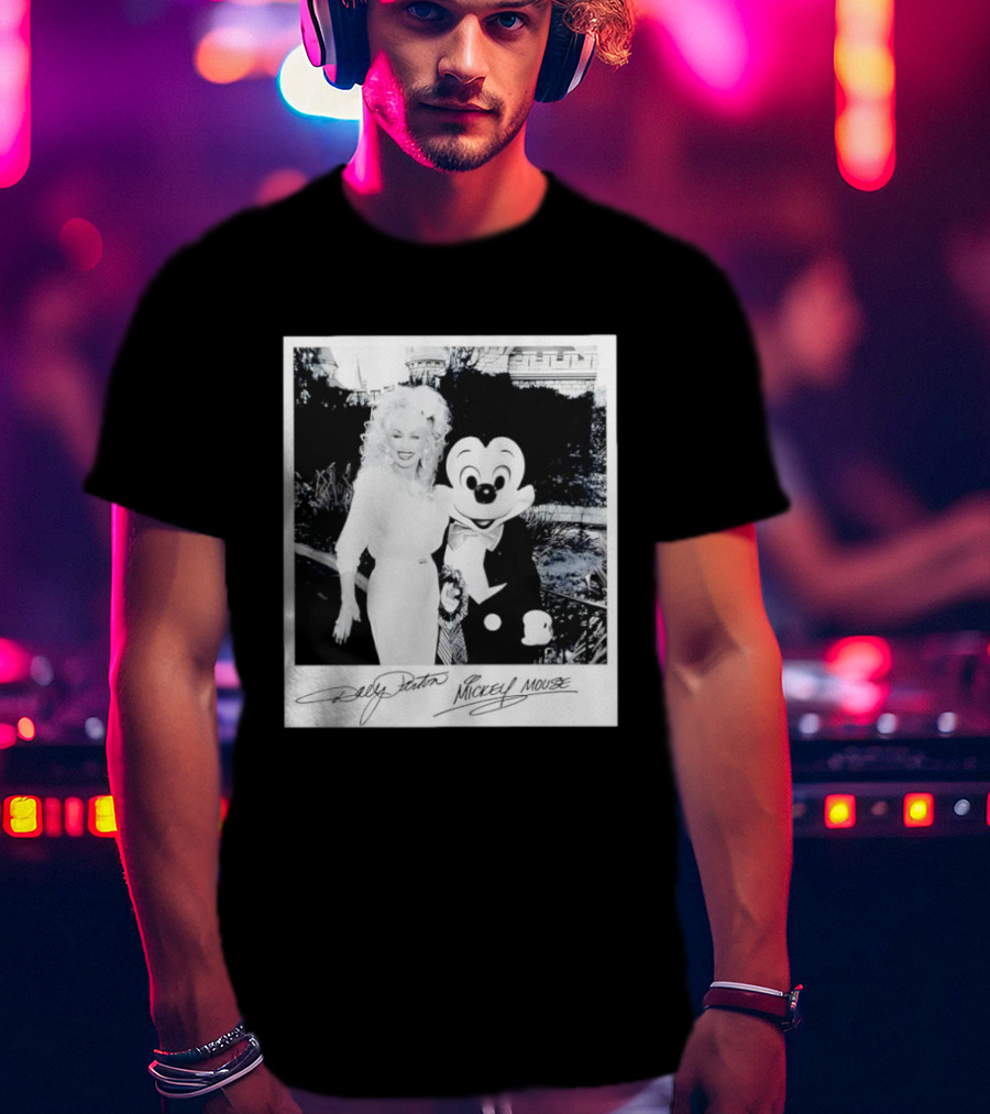 Dolly Parton Mickey Mouse Autograph Polaroid Disney Collaboration T-Shirt