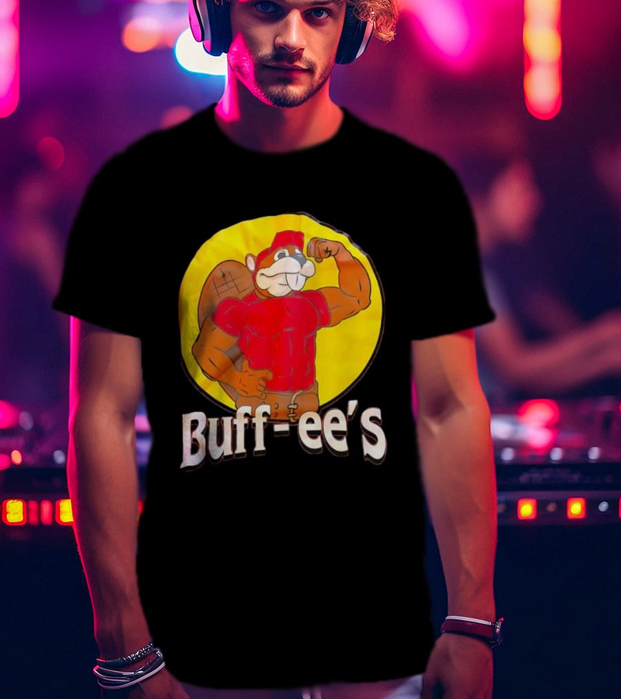 Buff Ee's Gym Muscular Beaver Flexing Muscles T-Shirt