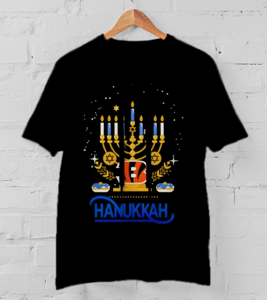 Cincinnati Bengals Hanukkah Menorah Celebration T-Shirt