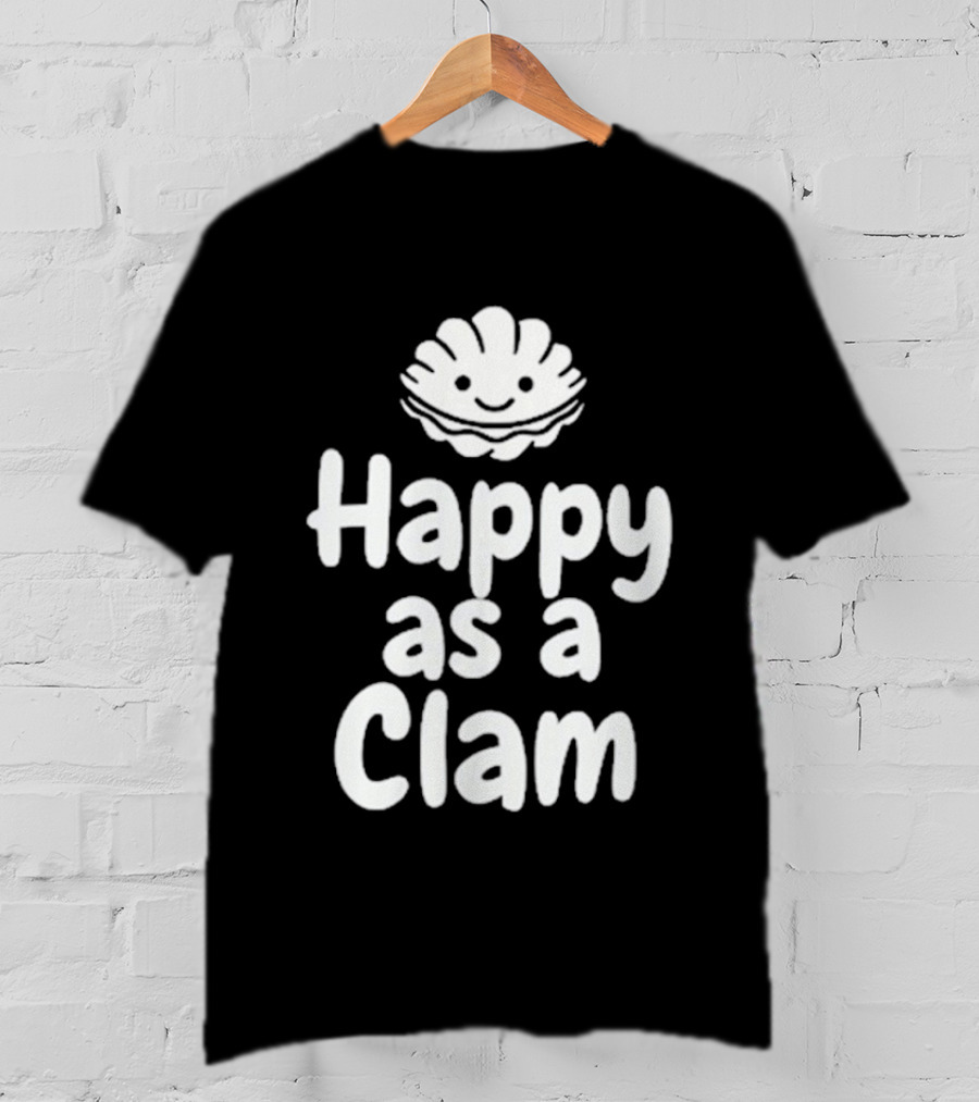 Happy As A Clam Cute Smiling Sea Shell T-Shirt