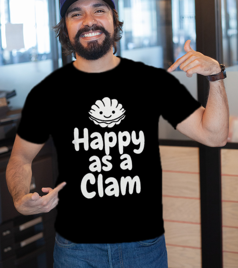 Happy As A Clam Cute Smiling Sea Shell T-Shirt