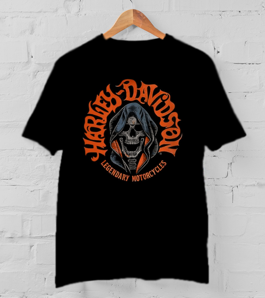 Harley Davidson Legendary Motorcycles Skull Iconic Biker Heritage T-Shirt