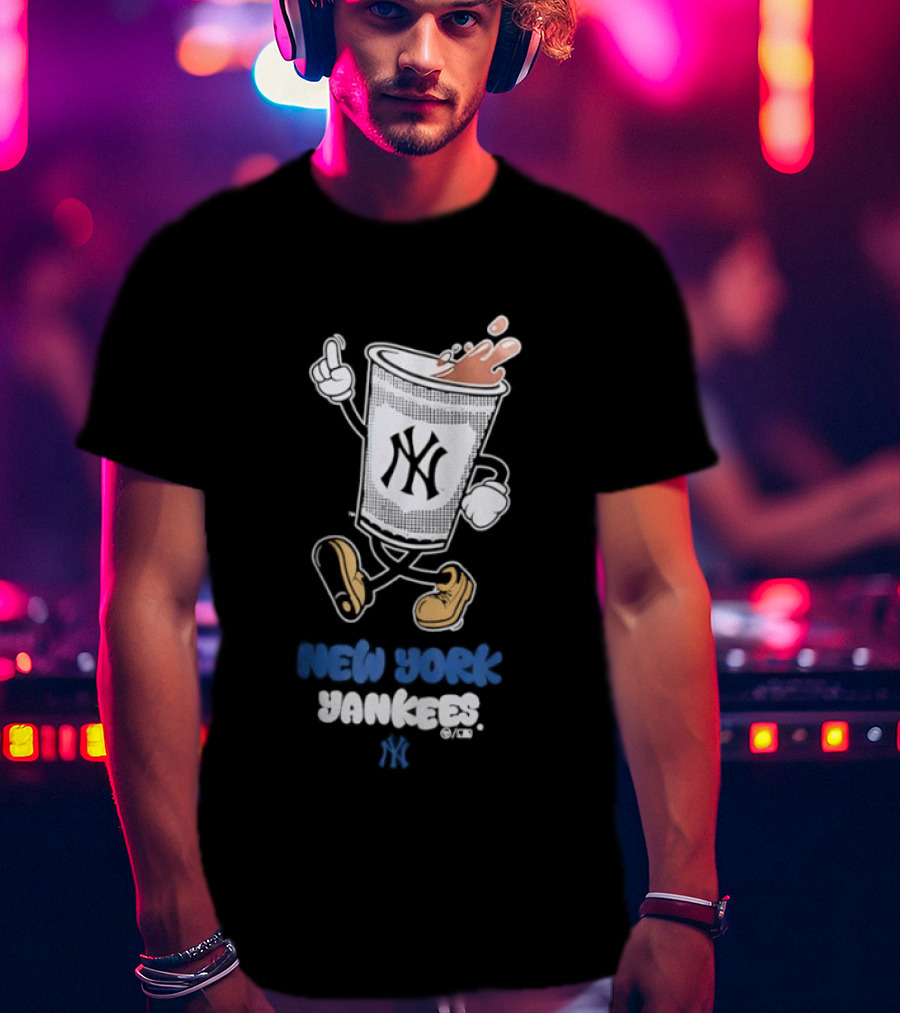 NY Yankees Coffee Cup Cartoon T-Shirt