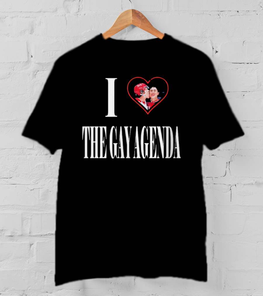 I Love The Gay Agenda Hockey Embrace T-Shirt